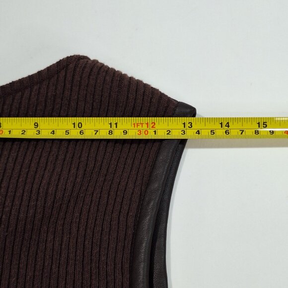 Objects D’Art Brown Pleather & Knit Vest Size Med 90s Artsy Vintage Made in USA - Picture 12 of 16